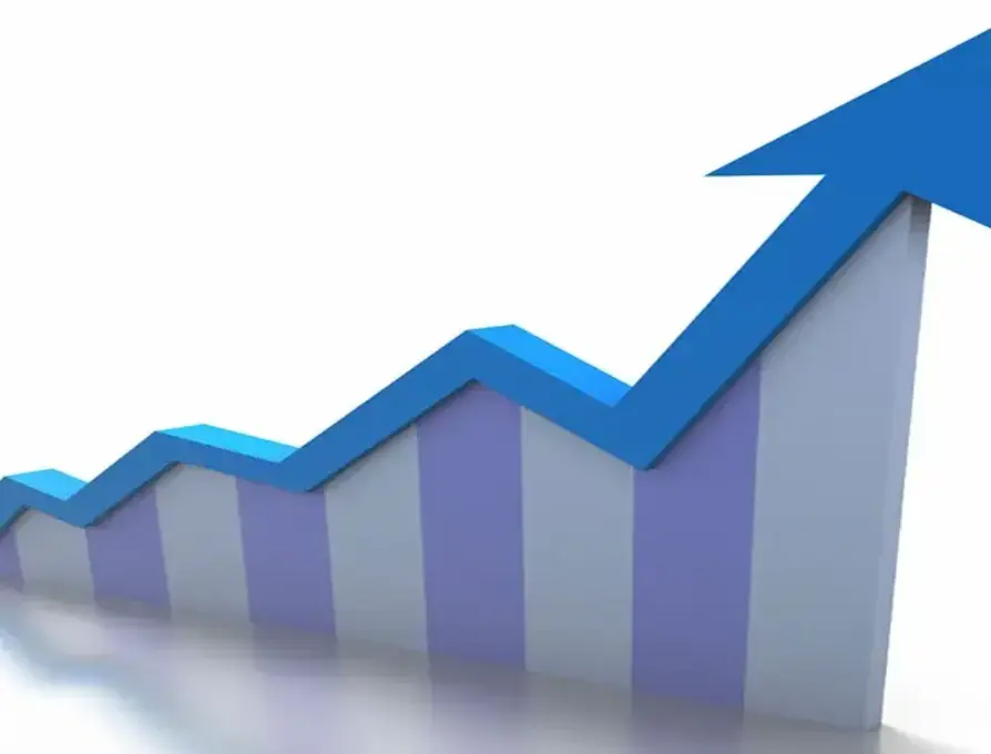 Blue arrow graph increasing to the right