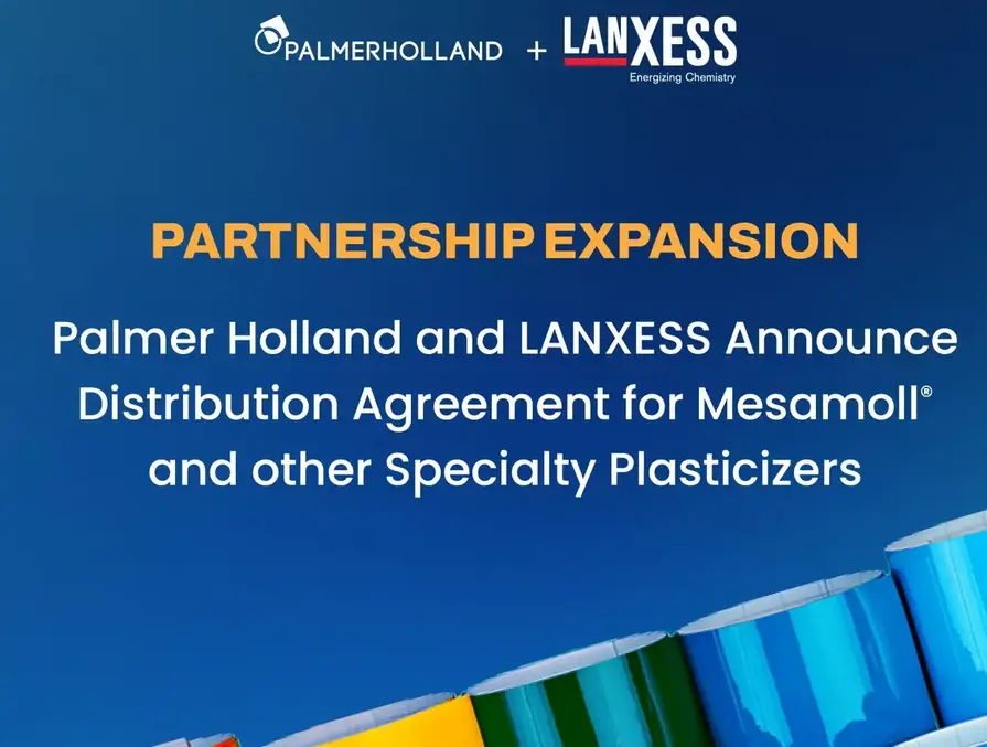Palmer Holland and LANXESS Announce Expanded Distribution Partnership for Mesamoll® and other Specialty Plasticizers