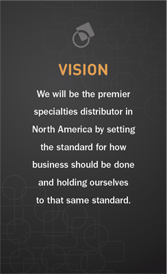 We will be the premier specialties distributor in North America by setting the standard for how business should be done and holding ourselves to that same standard.